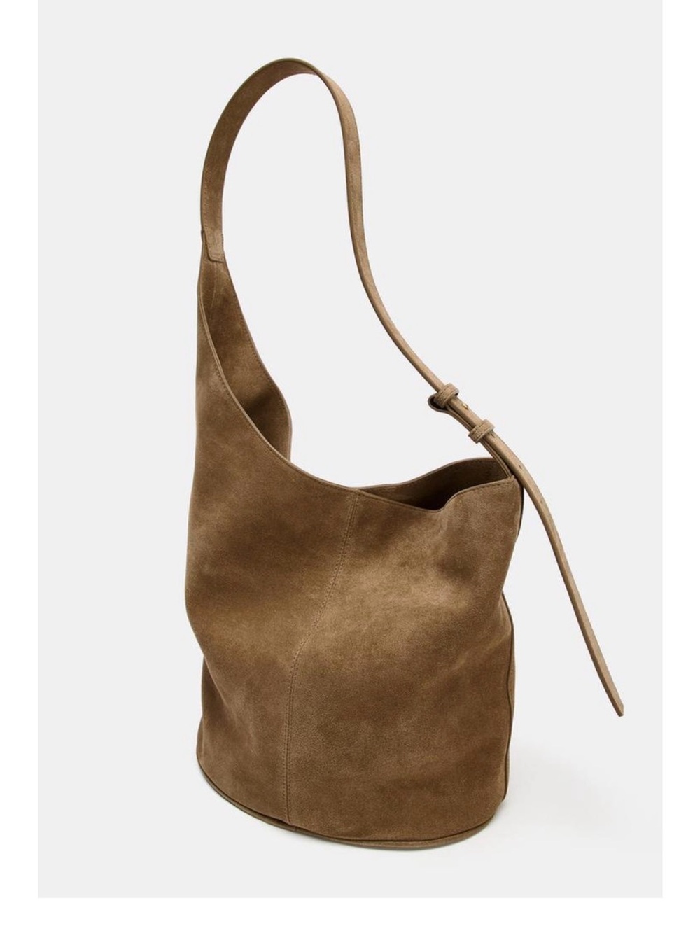 ZARA ASYMMETRIC COW LEATHER BUCKET BAG NWT